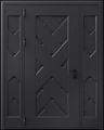 Входная термодверь с металлофиленкой, вставками по бокам и порошковым покрытием RAL 9004 (тип №10)