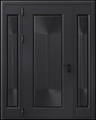 Входная термодверь с металлофиленкой, вставками по бокам и порошковым покрытием RAL 9004 (тип №11)
